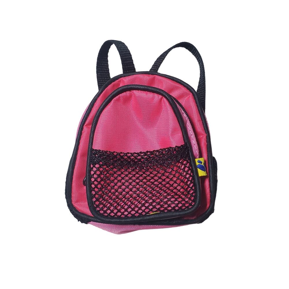 Build A Bear Backpack Pink Black Mesh School Bag Mini Zipper Accessory Teddy Toy